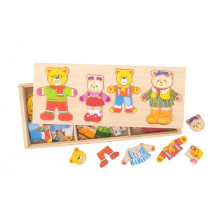 Detské drevené puzzle BIGJIGS TOYS Medvedia rodinka